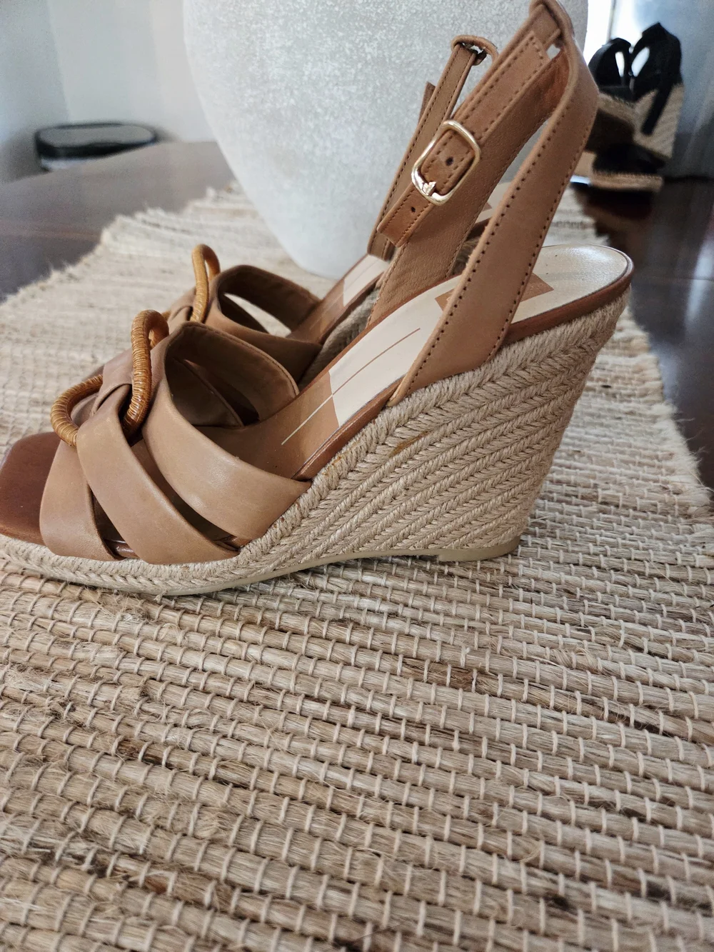 Dolce Vita Tan Espadrille Wedge Sandals with Rattan Ring 7.5